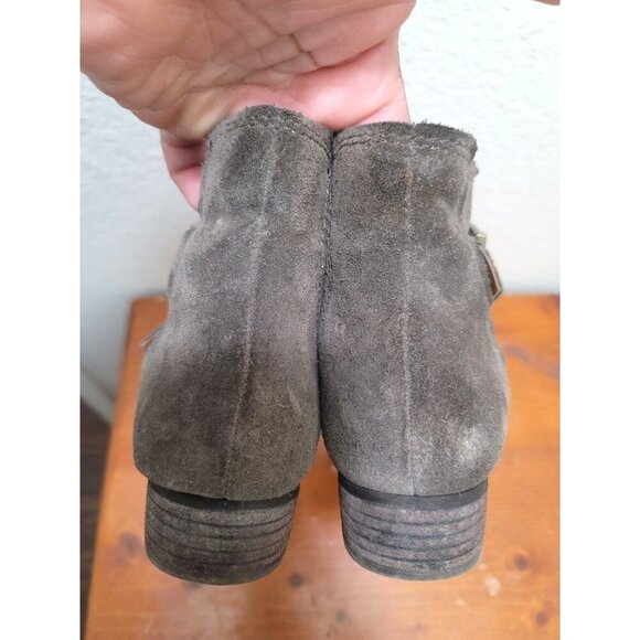 Zodiac Adele Style Brown Suede Ankle Boots With Studded Straps And Side Zippers - Picture 4 of 12